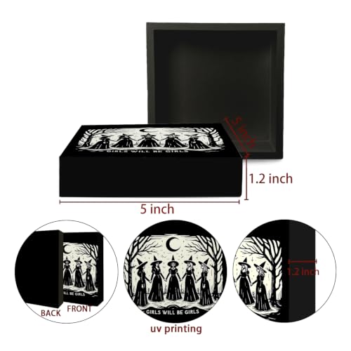Gothic Halloween Witch Wooden Box Sign Desk Decor,Witchy Home Decor - color: Halloween Witch