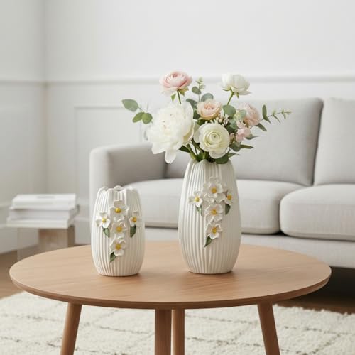White Vase, Modern Ceramic Vases for Centerpieces,9 Inch - color: White and Yellow, size: 9 inch