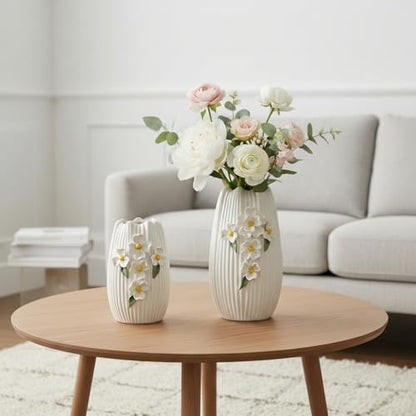 White Vase, Modern Ceramic Vases for Centerpieces,9 Inch - color: White and Yellow, size: 9 inch