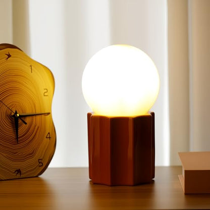 Modern Ceramics Table Lamp, Khaki Base Desk Lamp, White Jade Round Ball Glass Accent Table Lamp for Living Room Bedroom Bedside Nightstand House Office Home Reading - color: Khaki Ceramic