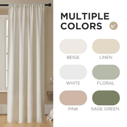Joydeco Linen Beige Boho Curtains 96 Inch, 2 Panels - color: Beige-no Tassels, size: 52"W x 96"L (Pack of 2)