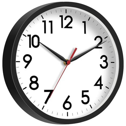 AKCISOT 8 Inch Wall Clock, Silent Battery Operated Analog Clock, Black - color: A_black, size: 8 Inch