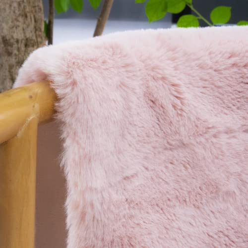 ORINOVA Pink Fuzzy Faux Washable Fluffy Fur Area Rugs for Living Room Cute Small Furry Rugs for Bedroom Kids Rug 2x3 Rug Girls Nursery Rug Rectange Rugs - color: Pink, size: 2' x 3' (Rectangular)