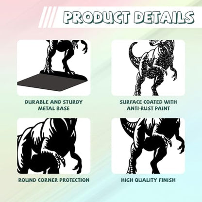 Peacoblue 5.3"x4.3"x7.9" Metal Bookends, Heavy Duty Book Ends for Shelves - style: Tyrannosaurus Rex
