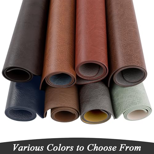SHACOS Faux Leather Placemats Set of 8 Place Mats Table Mats - color: Chestnut and Greige