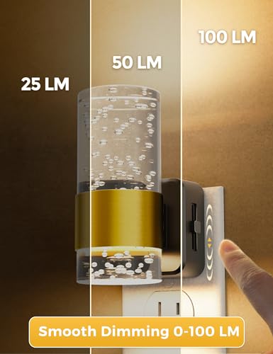 L LOHAS LED Night Light, Dimmable Night Lights Plug into Wall - color: Gold Ring-3000K, size: 4 Pack