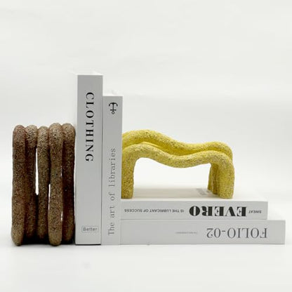 Lukitas Unique Wave Decorative Bookends Heavy Duty Book Holder, Resin 7.5'' - color: Wave