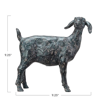 Creative Co-Op Resin Standing Goat Accent Décor with Cast Iron Finish, Black - size: 9-1/4"L x 3"W x 9-1/4"H