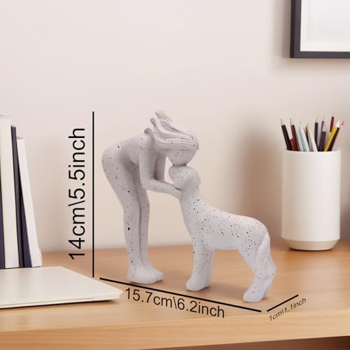 Abstract Person & Dog Figurine, Shelf Decor Dog Statue Gift for Dog Lovers