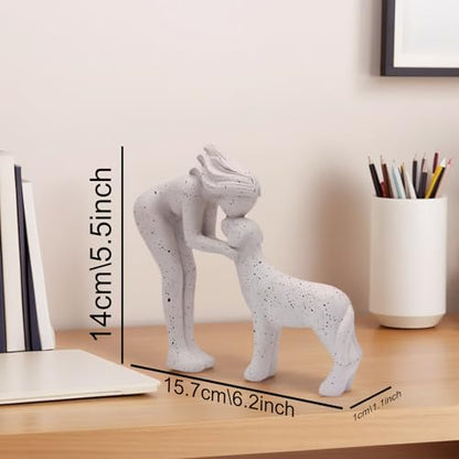 Abstract Person & Dog Figurine, Shelf Decor Dog Statue Gift for Dog Lovers
