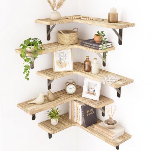Fixwal Conner Shelves Wall Mounted for Decor, Carbonized Black 5pcs - color: 1-carbonized Black