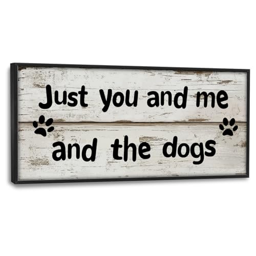 Lovira Just You and Me and The Dogs Large Wall Art Dog Family Canvas Wall Decor Pictures Prints Painting Framed Home Artwork for Living Room Bathroom Bedroom Kitchen 30"x60" - color: You Me Dogs, size: 60"L x 30"W