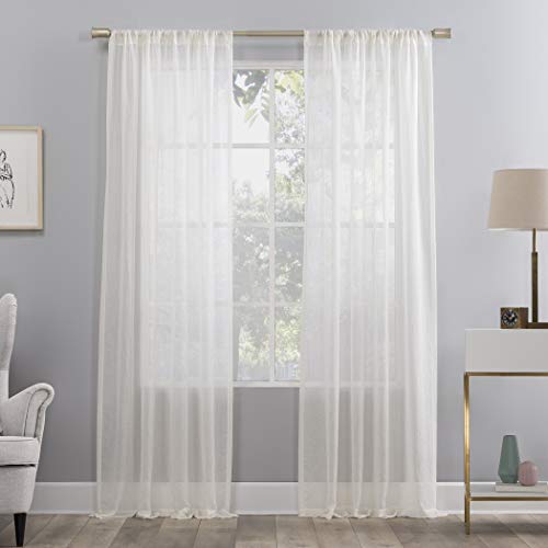 No. 918 Genevieve 2-pack 2-pack Linen Weave Sheer Semi-Sheer Grommet Curtain Panel Pair, 50" x 84", Cream - color: Cream, size: 50"W x 84"L (Pack of 2)