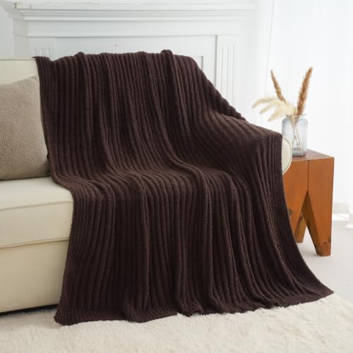 Battilo Brown Throw Blanket for Couch, Soft Chenille Throw Blanket, 60"x80" - color: Brown, size: 60"x80"