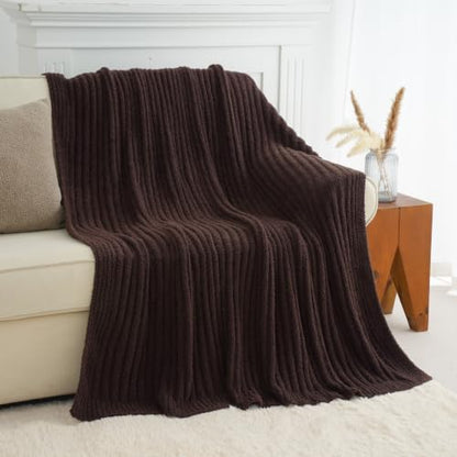 Battilo Brown Throw Blanket for Couch, Soft Chenille Throw Blanket, 60"x80" - color: Brown, size: 60"x80"
