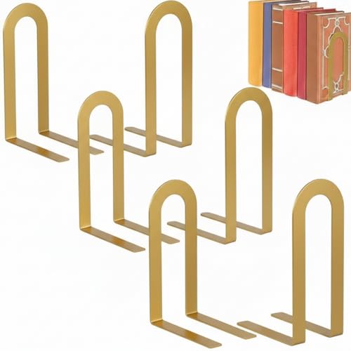 Chunful 6 Pcs Metal Bookends, Gold, Round - color: Gold, size: Round