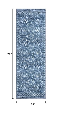 KILOCOCO Washable Runner Rug 2x6 ft Hallway Runners, Stonewashed Blue - color: Stonewashed Blue, size: 2' x 6' (Runner)