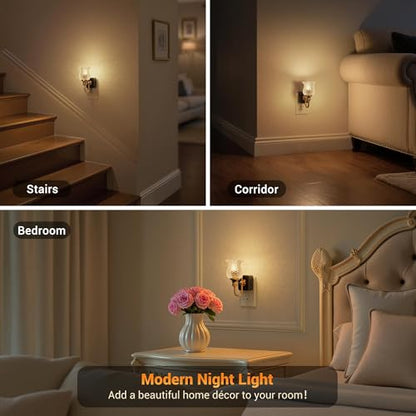 JandCase Night Light, Glass Night Lights Plug into Wall 2 Pack - color: Spotted Flower