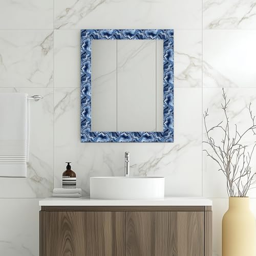 HOMETITUTE Peel and Stick Wallpaper Border 4x196in Navy Agate Pattern - color: Blue
