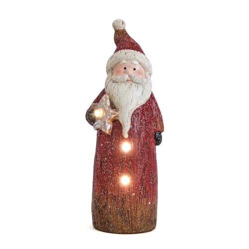 Smadeer Santa Claus Statue, Christmas Decorations Indoor with LED Lights Winter Santa Claus Holiday Decor for Shelf Desk Mantle Home Room, Resin Sculpture with Timer, Xmas New Year Gift - color: Santa