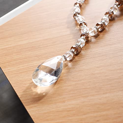 SUQ I OME Luxury Crystal Beaded Magnetic Curtain Tieback, Gray - color: Gray