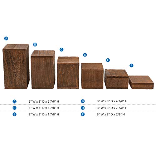 MOOCA 6-Piece Wooden Square Display Risers for Jewelry & Accessories - color: Brown