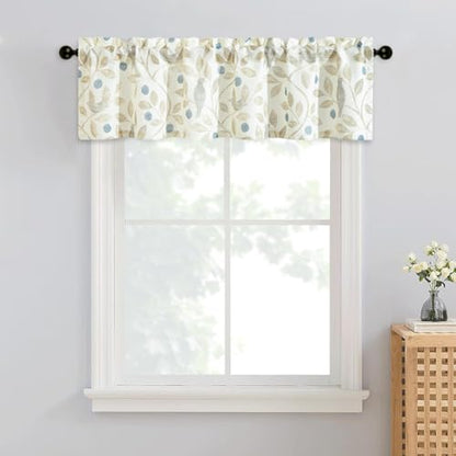 VOGOL Birds Print Curtain Valance, Rod Pocket, 52 x 14, 1 Panel, Beige - color: Birds, size: 52"W x 14"L (Pack of 1)