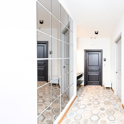 TRAHOME Home Gym Mirror Tiles for Wall, 12"x12"x12PCS Full Length Mirror - size: 12"x12" (12 PCS)