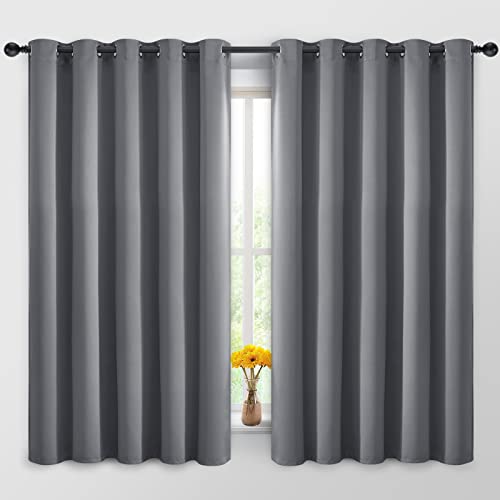 Yakamok Grey Room Darkening Curtains 62x63 inch Gray Grommet-Living Room - color: Grey, size: 62"W x 63"L (Pack of 2)