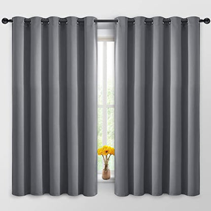 Yakamok Grey Room Darkening Curtains 62x63 inch Gray Grommet-Living Room - color: Grey, size: 62"W x 63"L (Pack of 2)