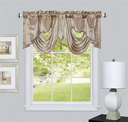 GOHD Valarie Fancy Window Valance 54"x18".with Soft Satin Swag.Sand - color: Sand, size: 54"W x 18"L (Pack of 1)