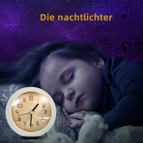 HIQU and HIST Alarm Clock with Backlight, 4 Inches White Desk Clock (White) - color: White