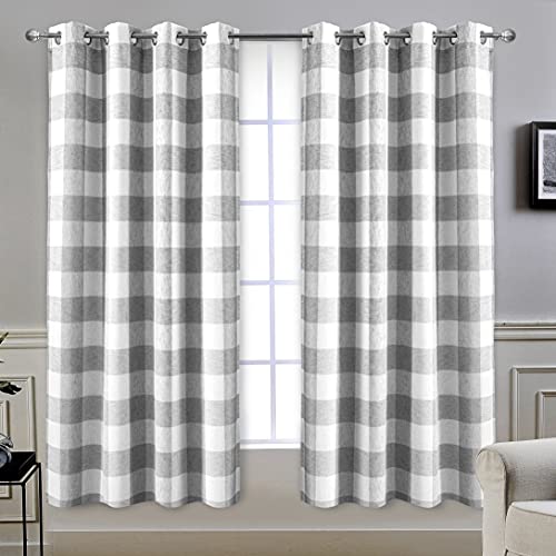 DriftAway Buffalo Plaid Blackout Curtains 2 Panels W52 x L63, Gray - color: Woven-gray, size: 52"W x 63"L (Pack of 2)
