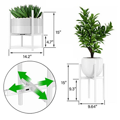 EKNITEY Adjustable Metal Plant Stand - Fits 8 to 12.5 inches Pots (White) - color: White