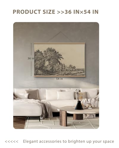VIYYIEA Extra Large Canvas Wall Art - Country Landscape Sketch, 36x54 In - color: Old Grove