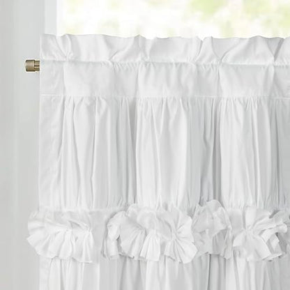 HIG 2 Pack White Handcrafted Window Treatment Tiers Curtains, 30"x36" - color: White, size: 30"W x 36"L (Pack of 2)