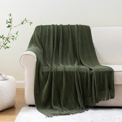 BATTILO HOME Olive Green Throw Blanket for Couch, 50"x60" - color: Olive Green, size: 50 x 60 in.