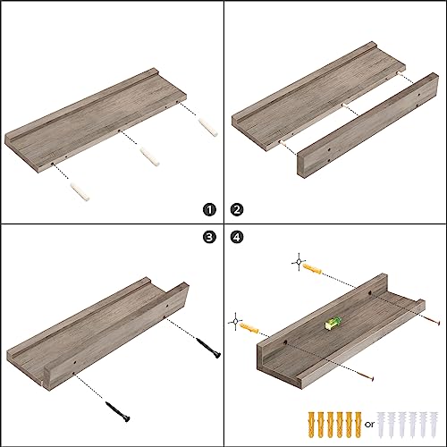 HOOBRO Floating Shelves, Wall Shelf Set of 3, 47.2 Inches Hanging Shelf - color: Greige, size: 47.2 Inches