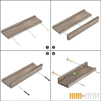 HOOBRO Floating Shelves, Wall Shelf Set of 3, 47.2 Inches Hanging Shelf - color: Greige, size: 47.2 Inches