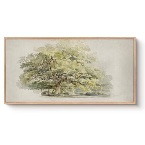 Large Wood Framed Wall Art, The World Tree Landscape Decor, 20x40 IN - color: Ancient Oak