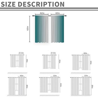 Teal Turquoise Curtains Grey Gray Ombre Gradient Aqua Modern Abstract Cool Simple Art Design 42W x 63L Inches Rod Pocket for Bedroom Living Dining Room Window Drapes Treatment Fabric 2 Panels - color: Green, size: 42"W x 63"L (Pack of 2)