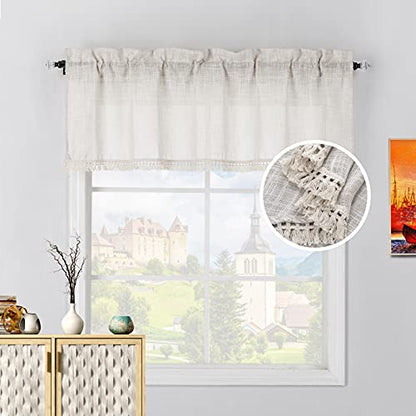 Beda Home Tassel Linen Textured Swag Curtain Valance, Nature, 52 x 18 in - color: Nature, size: 52"W x 18"L (Pack of 1)