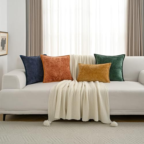 FUTEI Pack of 2 Chenille Soft Throw Pillow Covers 24x24 Inch, Light Blue - color: Light Blue, size: 24" x 24" (Pack of 2)