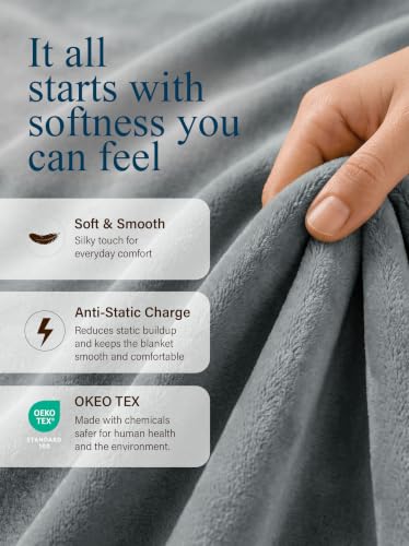 Utopia Bedding Soft Fleece Bed Blanket Throw Size Ash Grey (50x60 Inch) - color: Ash Grey, size: Throw (50x60 Inch)