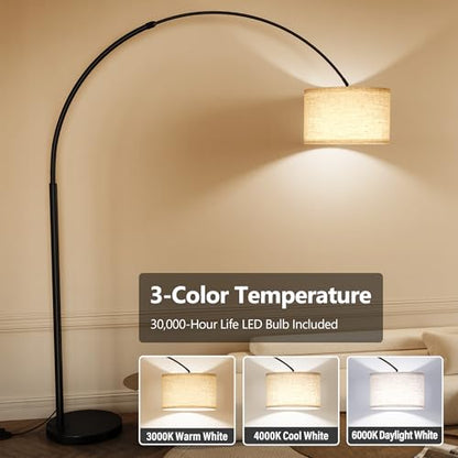 SUNMORY 82" Tall Arc Floor Lamp for Living Room, Large Standing Arched Lamp - color: Black