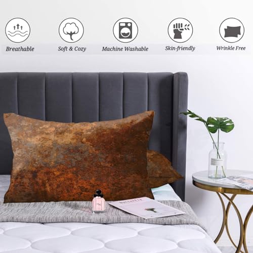Emvency Throw Pillow Covers Set of 2, 12 x 20 Inch, Rustic Rusty Metal | Copper Brown Outdoor Decorative Square Pillow Cases Couch Cushion Case for Couch Bed Sofa Living Room Home Decor - size: 20" x 12" (Pack of 2)