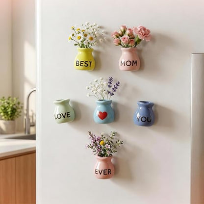 6 Pcs Mini Vase Fridge Magnets, Cute Refrigerator Magnets for Mom Gifts - color: 6 Pack for Mom