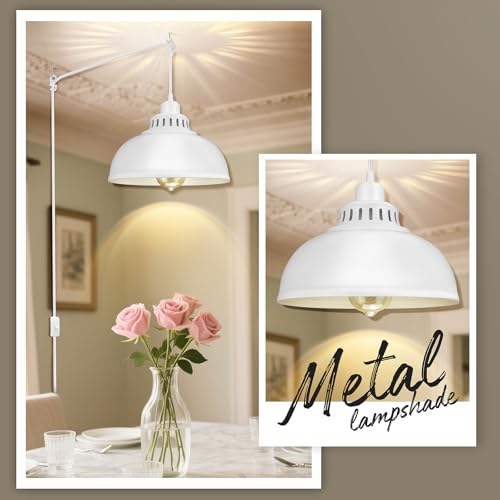 Plug in Pendant Light, 15FT Hanging Lights with Plug in Cord, On/Off Switch - color: Big White