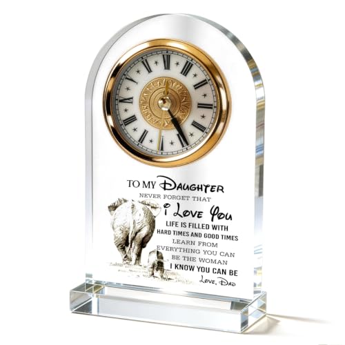 WKYAER Father Daughter Gifts Acrylic Desk Clock, Elephant Sketch Keepsake, Dad to Daughter Inspirational Quote Decor, Birthday Graduation Present, 4.3 x 7.8 in - color: Gift 14