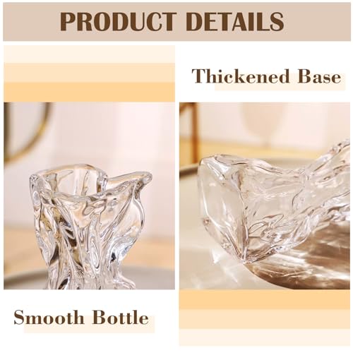 6 Inch Small Glass Vase, Irregular Clear Flower Vases for Centerpieces - color: Clear, size: Small